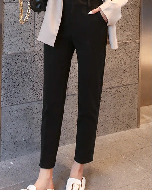 Sleek High-Waist Cropped Straight Pants 00503