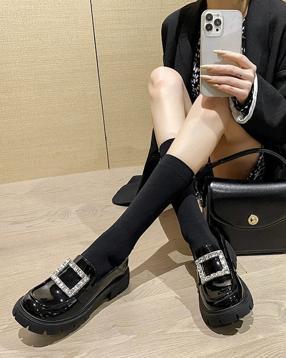 Crystal Buckle Loafers 00402