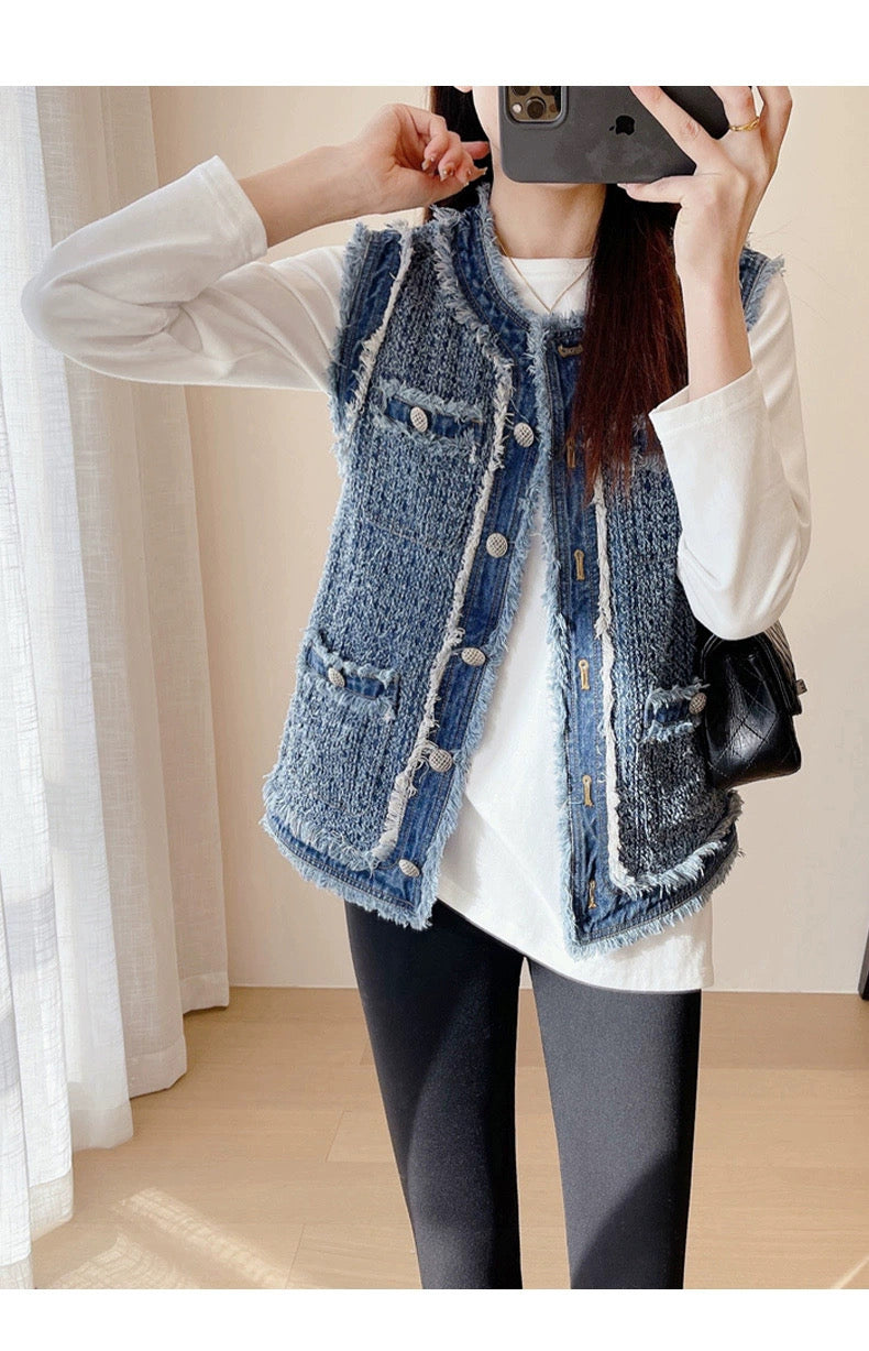 Fringe Tweed Vest 00357