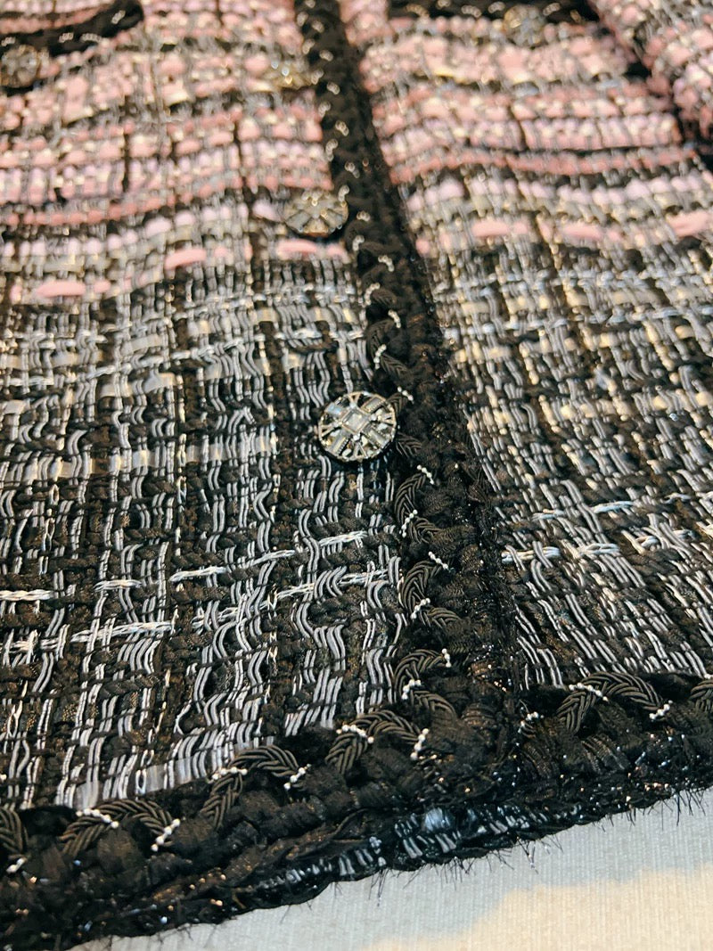 Parisian Tweed Jacket - Black and Pink Check 00309