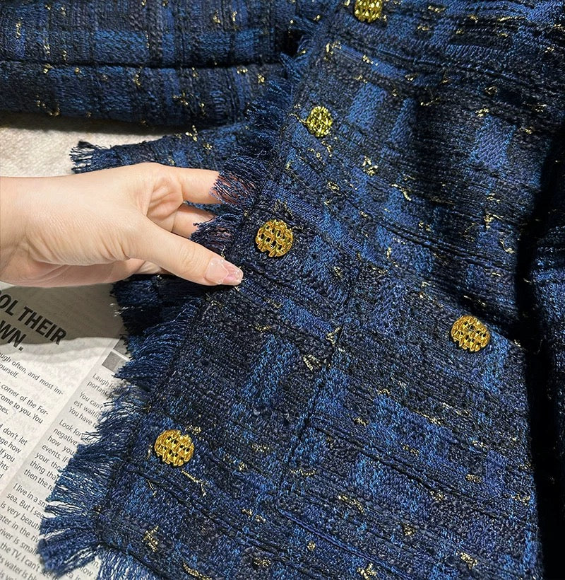 Golden Touch Navy Tweed Jacket 00314