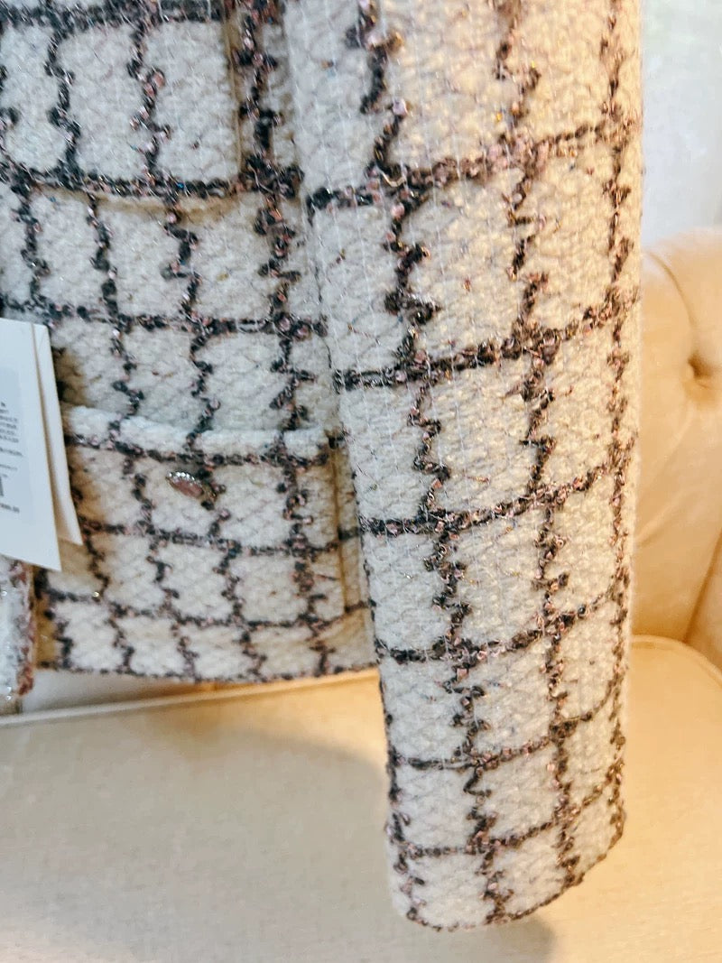 Powder Rose Grid Tweed Jacket 00320