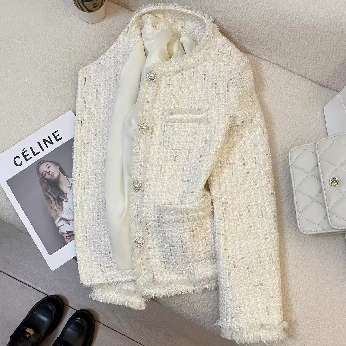 Luxe Pearl Accent Blazer 00363