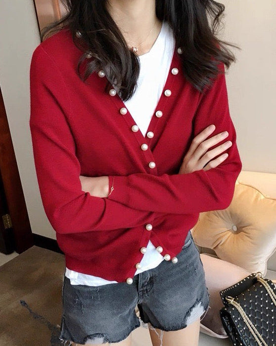 Elegant Pearl Accent Knit 00416