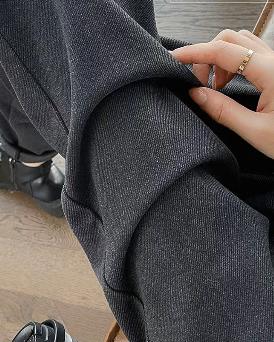 Fleece-Lined Cuffed Tapered Pants 00496