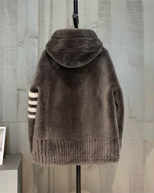 Plush Shearling Hoodie Jacket 00517