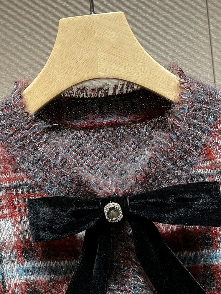 Red Plaid Cardigan 00020