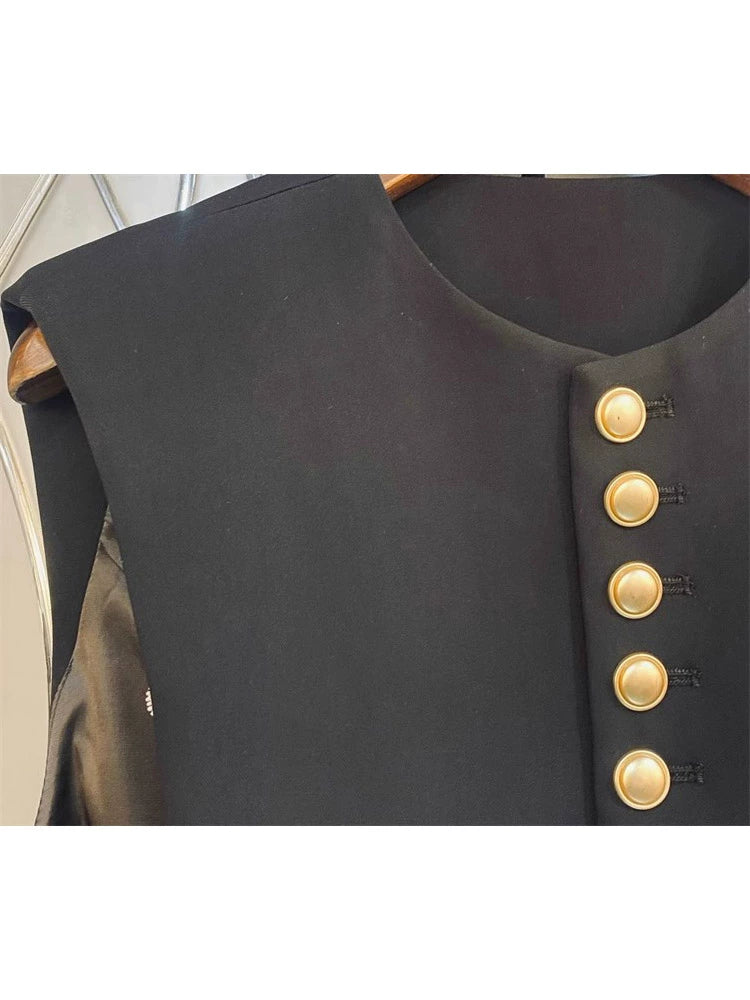 Embroidery Vest with Buttons 00065