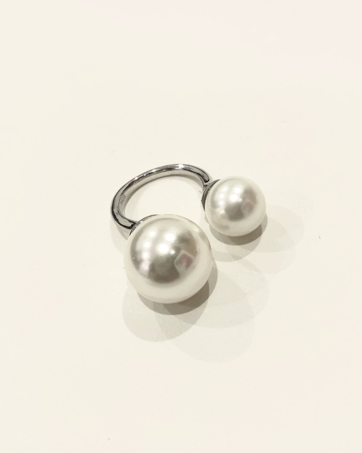 Luxe Double Pearl Open Ring 00515