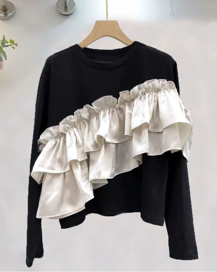 Asymmetric Frill Sweatshirt 00473