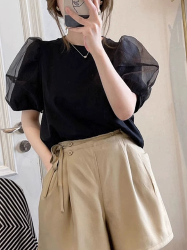 Sheer Puff Charm Tee 00254