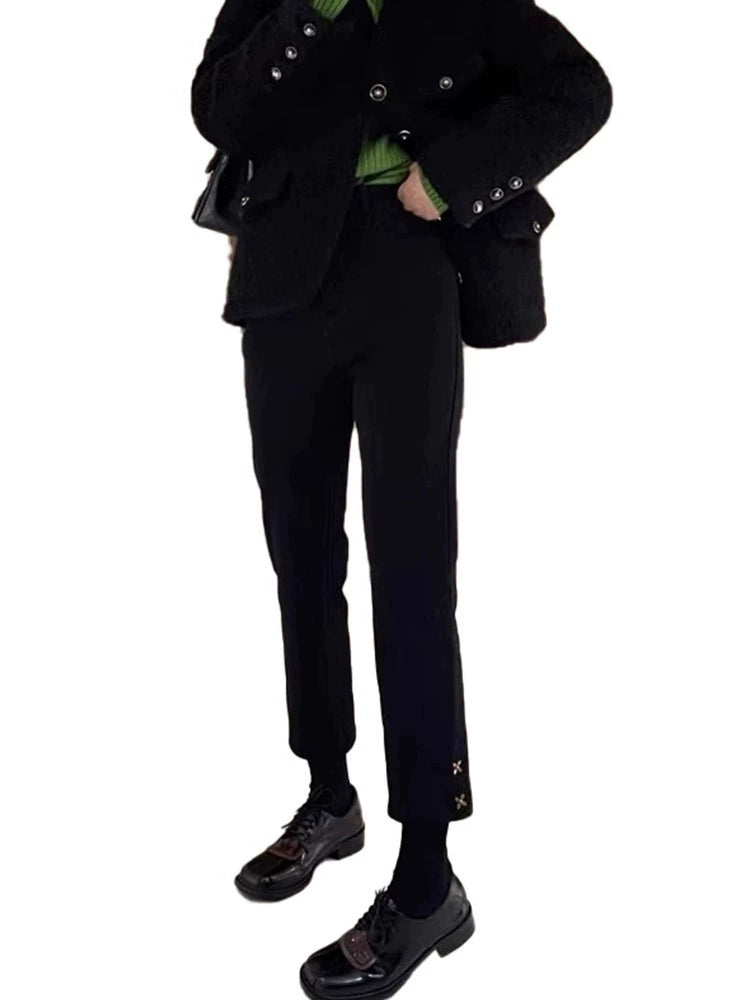 Pants with Flower Studs 00096