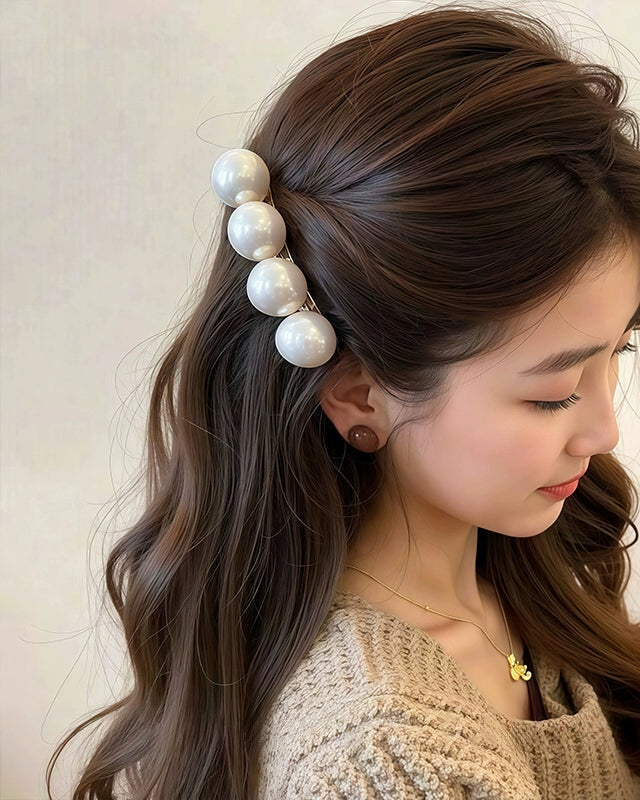 Large Pearl Barrette Hair Clip 00555