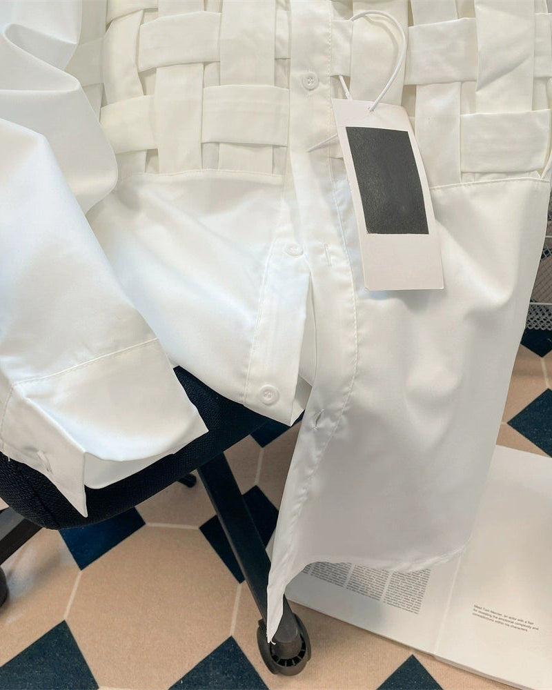 Woven Panel Organza Shirt 00384