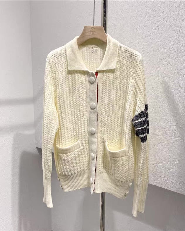 Chic Stripe Knit Cardigan 00447
