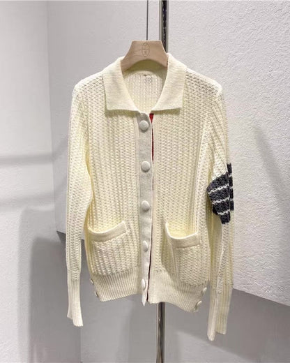Chic Stripe Knit Cardigan 00447