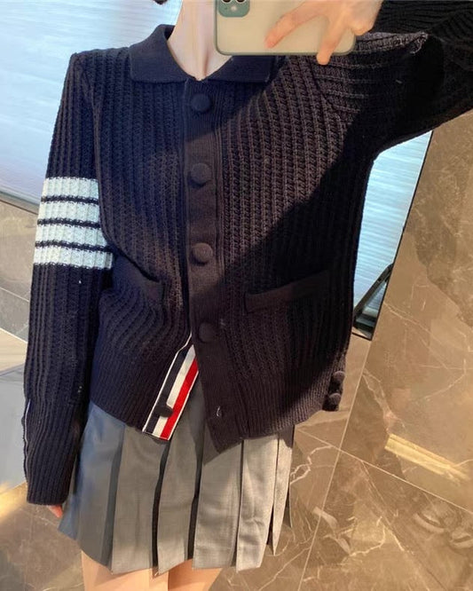 Chic Stripe Knit Cardigan 00447