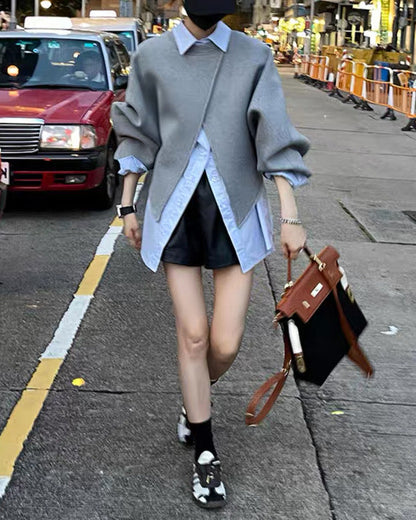 Asymmetric Cross Sweatshirt 00458