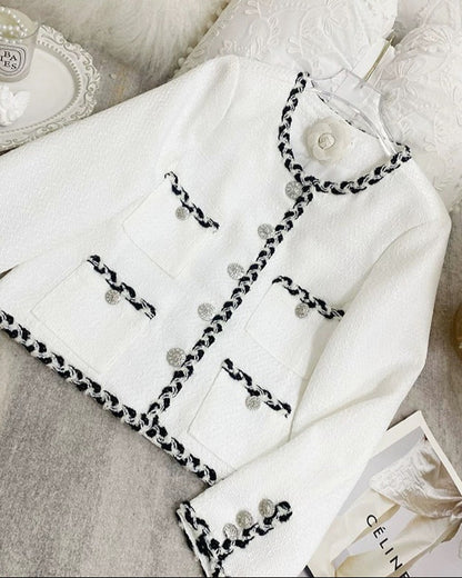 Contrast Trim Tweed Jacket 00310