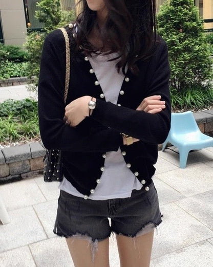 Elegant Pearl Accent Knit 00416