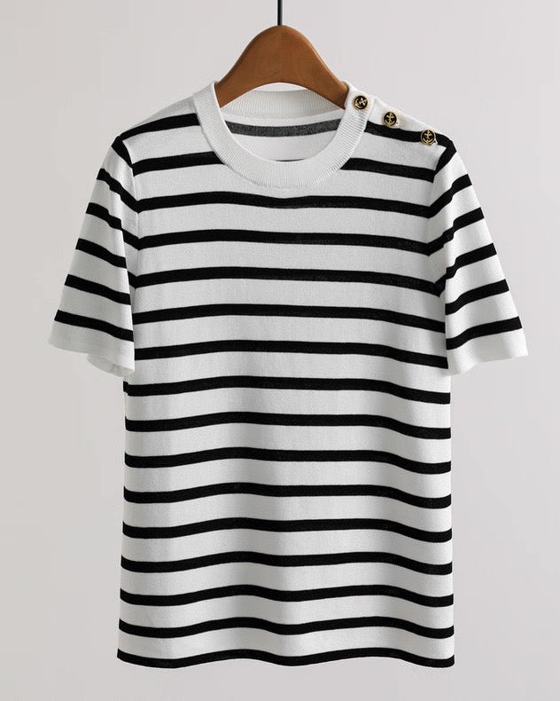 Parisian Stripe Knit Top 00391