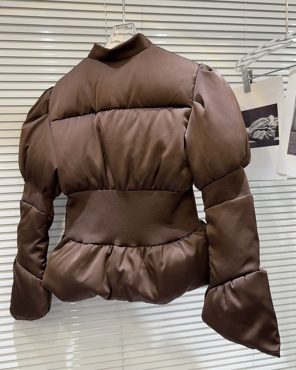 Satin Peplum Puff Jacket 00448