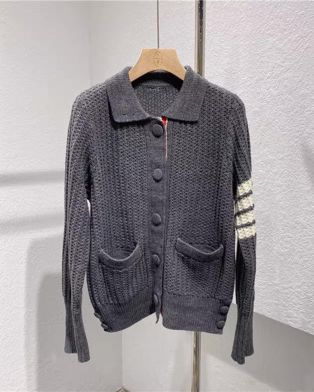 Chic Stripe Knit Cardigan 00447