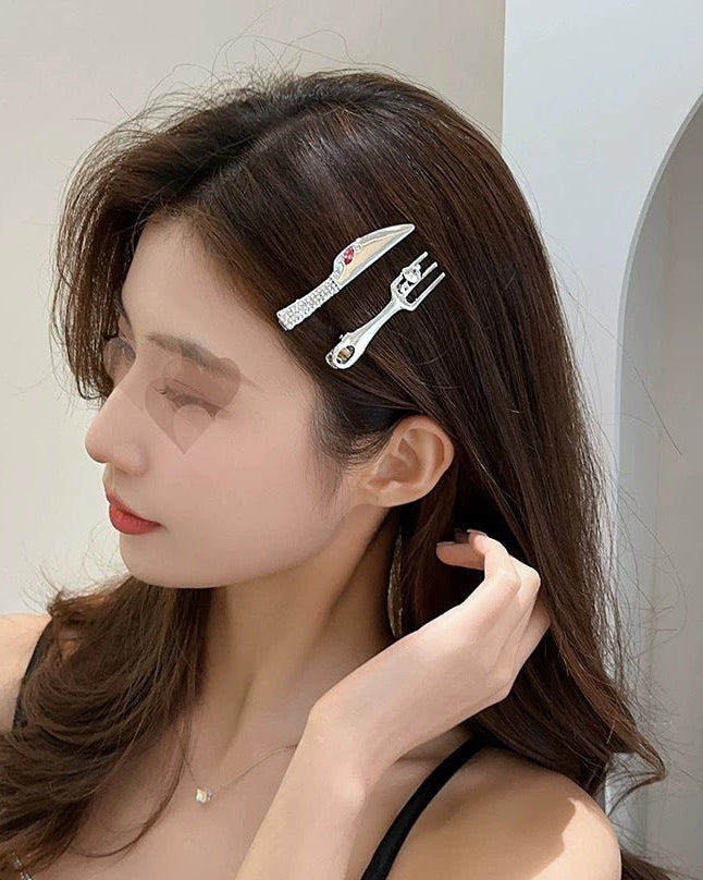 Silver Cutlery Hair Clip Set 00481