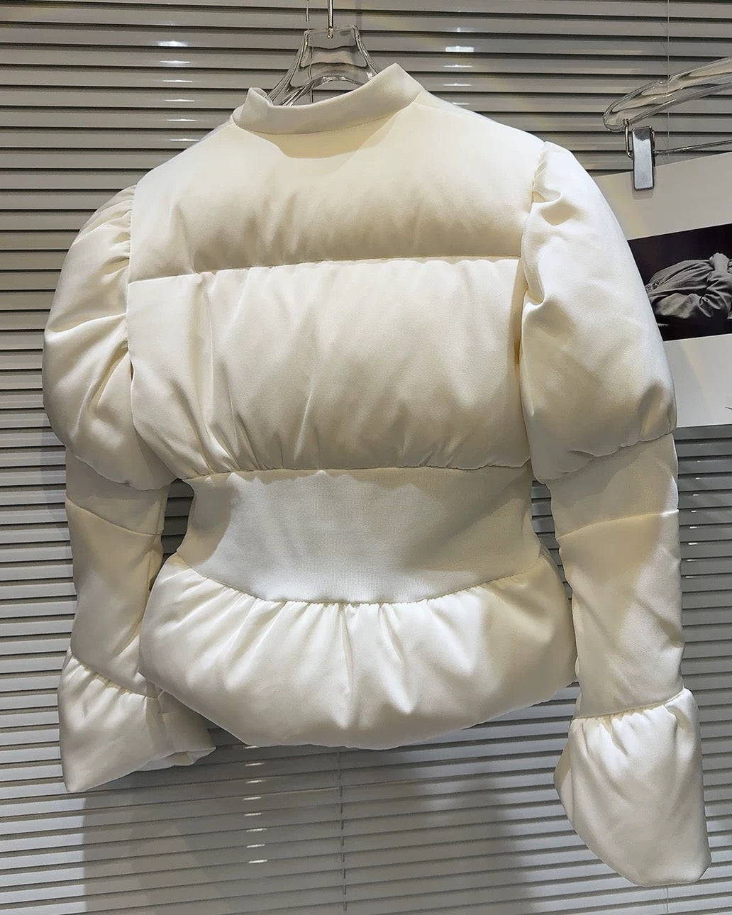 Satin Peplum Puff Jacket 00448