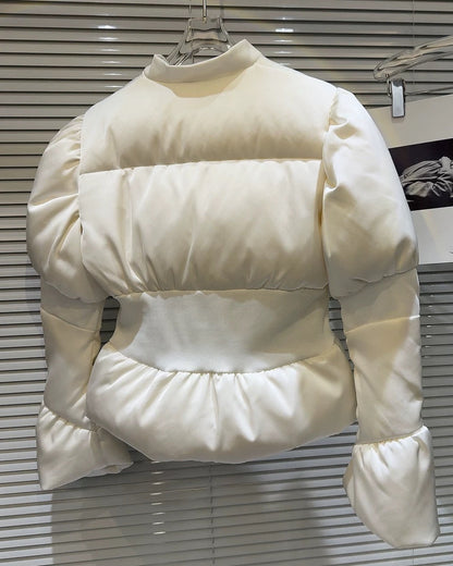 Satin Peplum Puff Jacket 00448