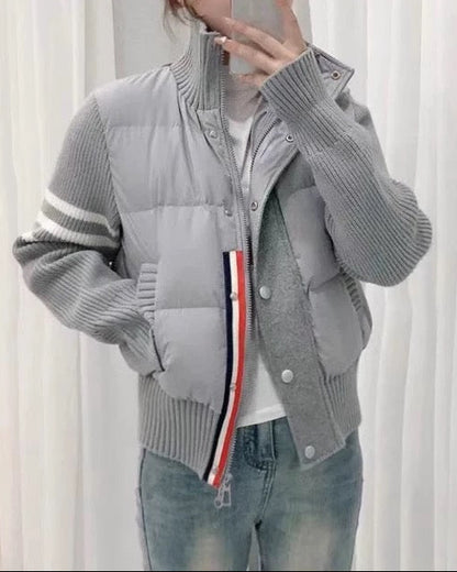 Short Knit Panel Down Jacket 00470