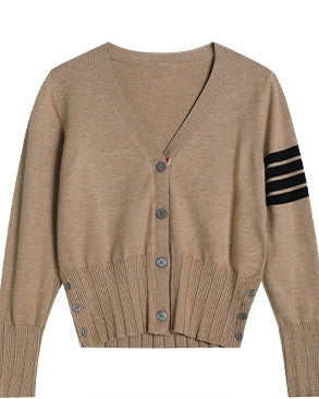 Preppy Style 4-Stripe Knit Cardigan 00574