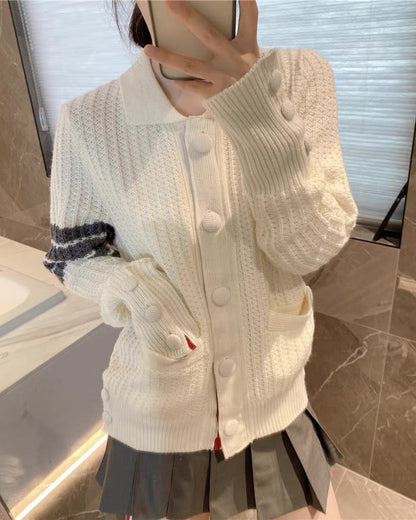 Chic Stripe Knit Cardigan 00447