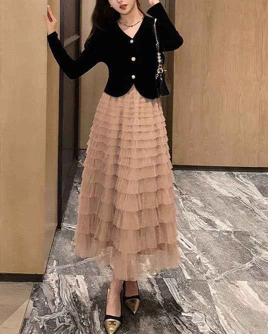 Romantic Layered Tulle Long Skirt 00499