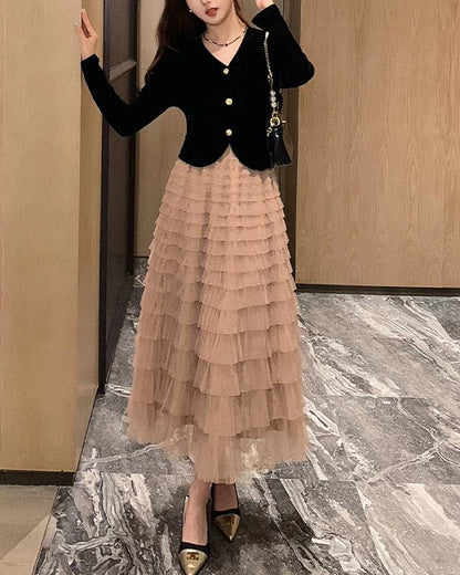 Romantic Layered Tulle Long Skirt 00499