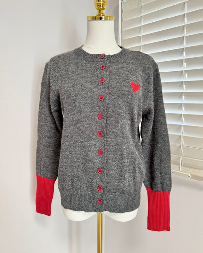 Heart Accent Knit Cardigan 00349