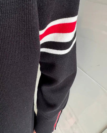 Unisex 3-Stripe Sleeve Knit Sweater 00563