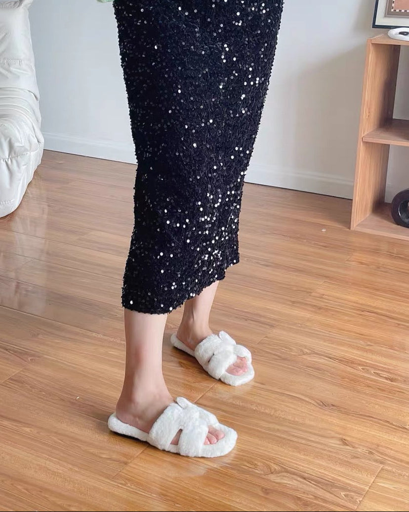 Cloudy Soft Fur Slides 00505