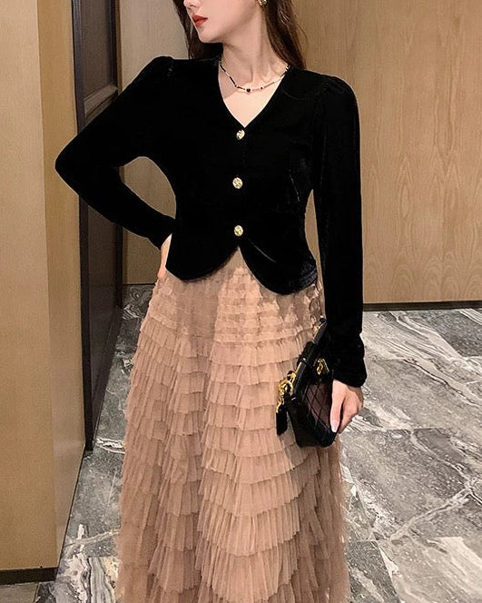 Romantic Layered Tulle Long Skirt 00499
