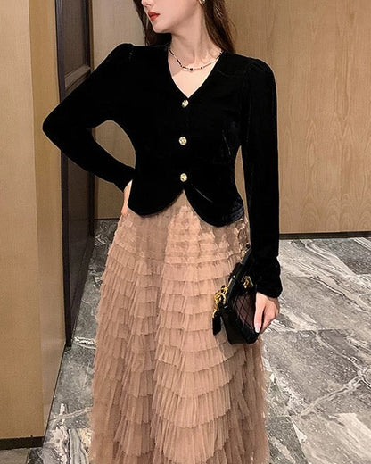 Romantic Layered Tulle Long Skirt 00499