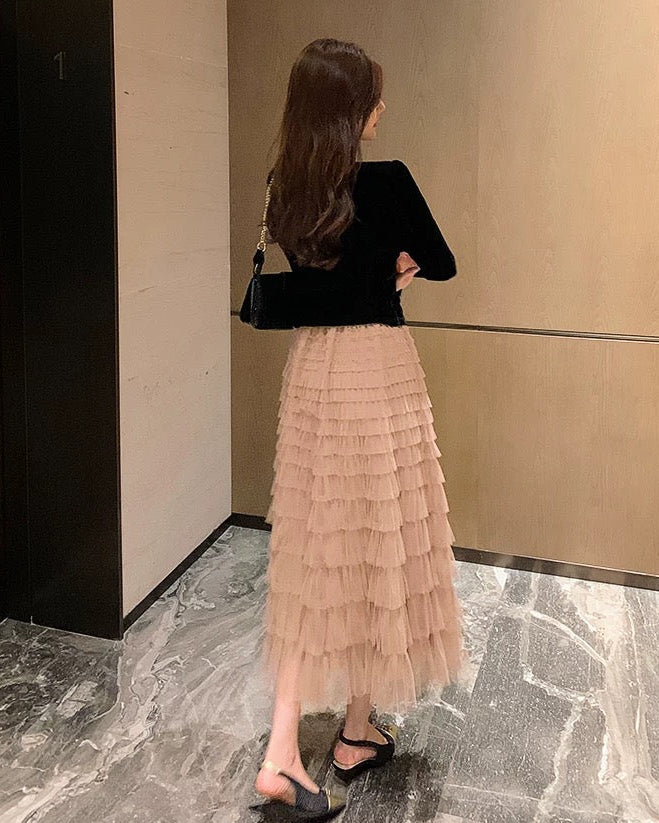 Romantic Layered Tulle Long Skirt 00499