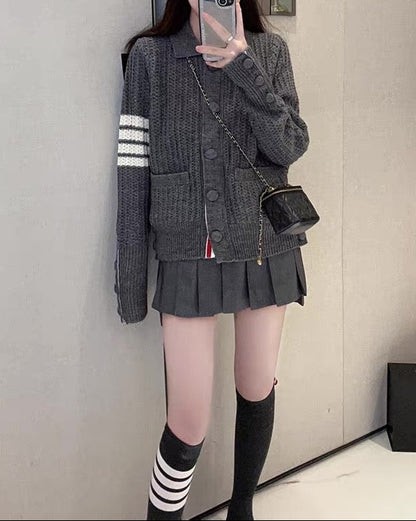 Chic Stripe Knit Cardigan 00447