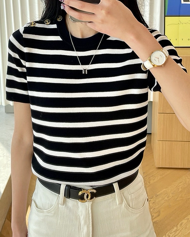 Parisian Stripe Knit Top 00391