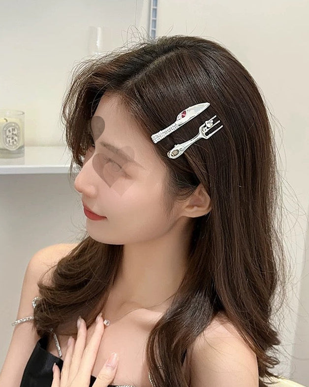 Silver Cutlery Hair Clip Set 00481