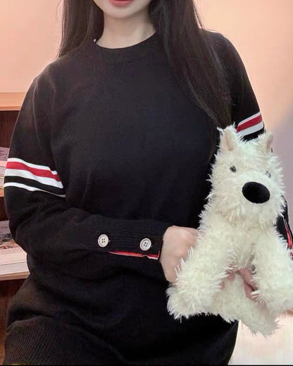 Unisex 3-Stripe Sleeve Knit Sweater 00563