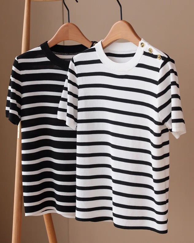Parisian Stripe Knit Top 00391