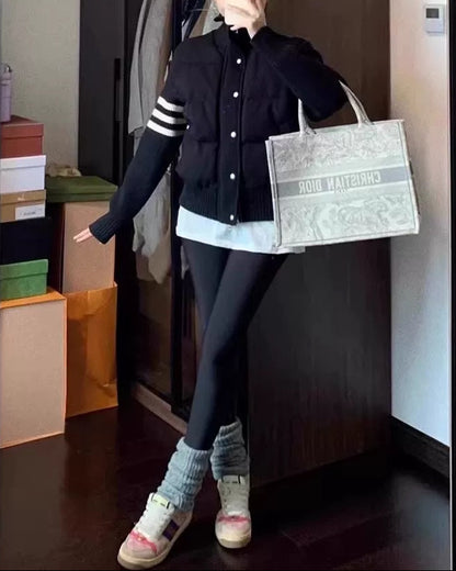 Short Knit Panel Down Jacket 00470