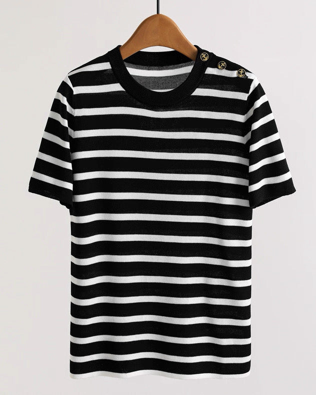 Parisian Stripe Knit Top 00391