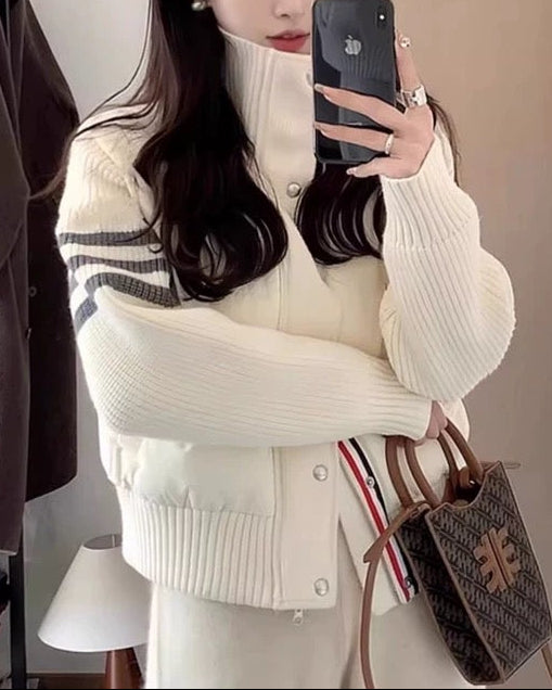 Short Knit Panel Down Jacket 00470
