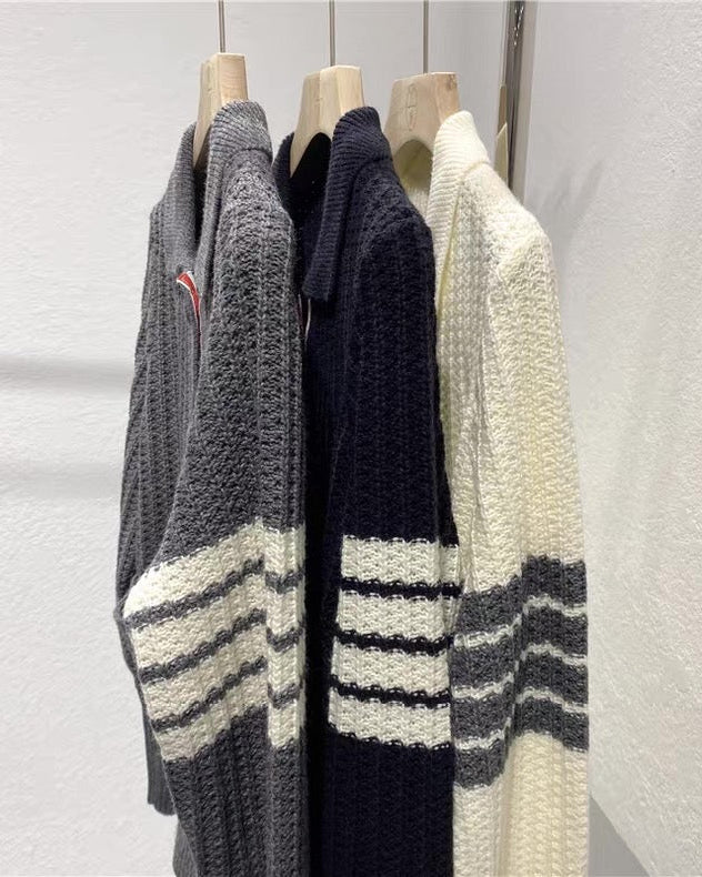 Chic Stripe Knit Cardigan 00447